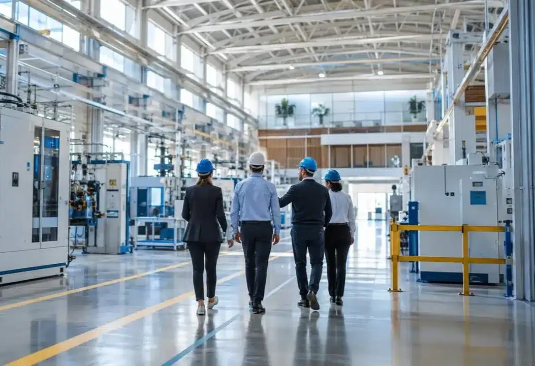 People walking in a factory